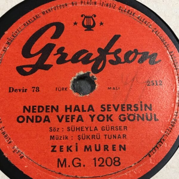 ZEKİ MÜREN-NEDEN HALA SEVERSİN ONDA VEFA YOK GÖNÜL-DÜN GECE MEHTABA DALIP HEP- TAŞ PLAK